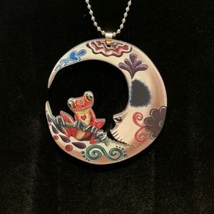 Frog & moon necklace
